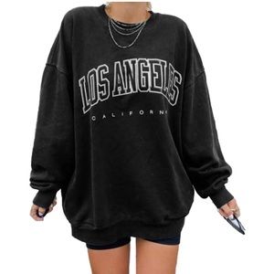 NWOT  Oversized Los Angeles California Crewneck Sweatshirt, Black, Large
